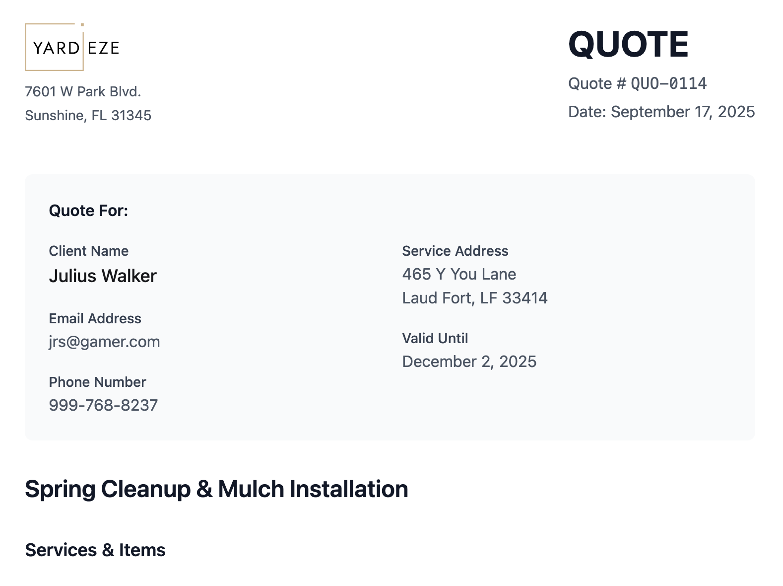 Quote detail feature